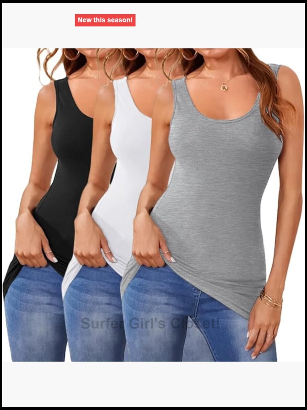Extra Long Sleeveless Tank Tops for Women Cotton Spandex Scoop Neck Layering